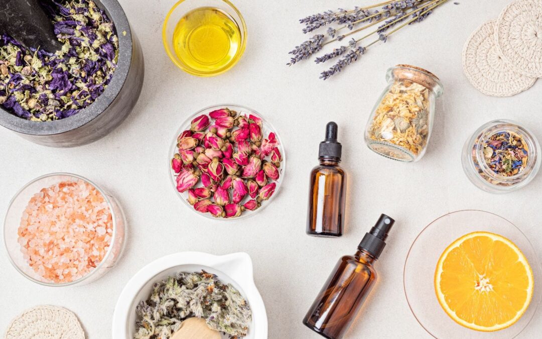 an assortment of homemade beauty products